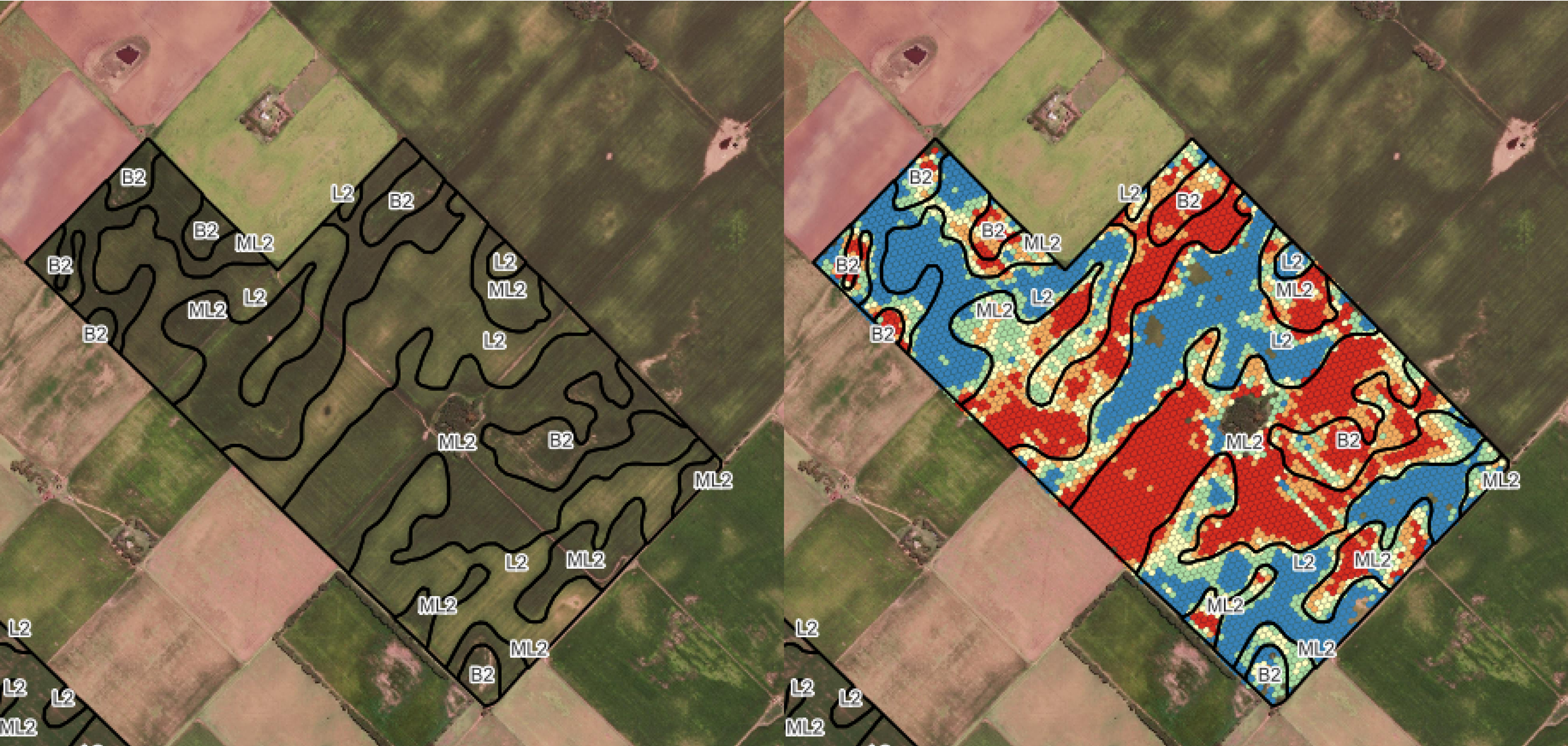 Grilla H3 con zonas de manejo