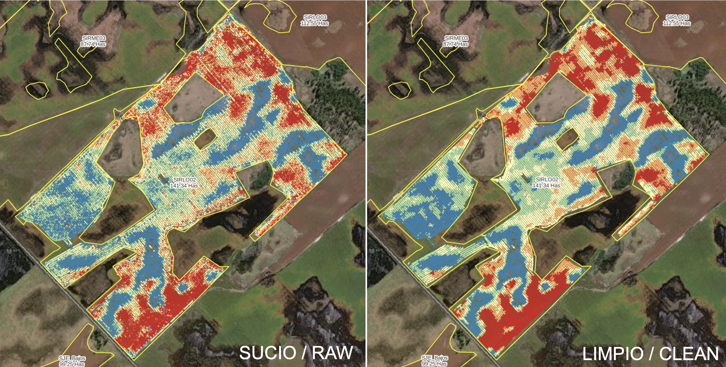 Raw vs Clean yield monitor data